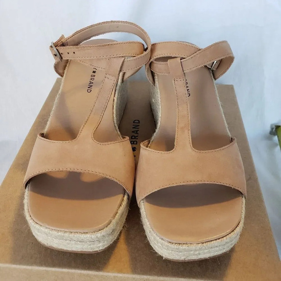 LUCKY BRAND LK-VALKI WOMENS WEDGE SANDAL SIZE 10 TAN ANKLE WRAP STRAP NEW IN BOX - Picture 3 of 8